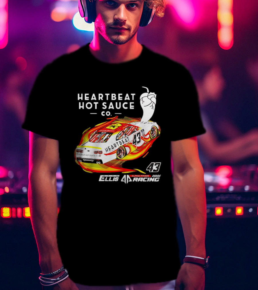 Heartbeat Hot Sauce Co Ryan Ellis 43 Alpha Prime Racing T-Shirt