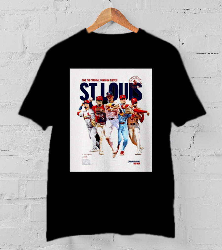 Take The Cardinals Uniform Survey St Louis Historic Baseball Players T-Shirt