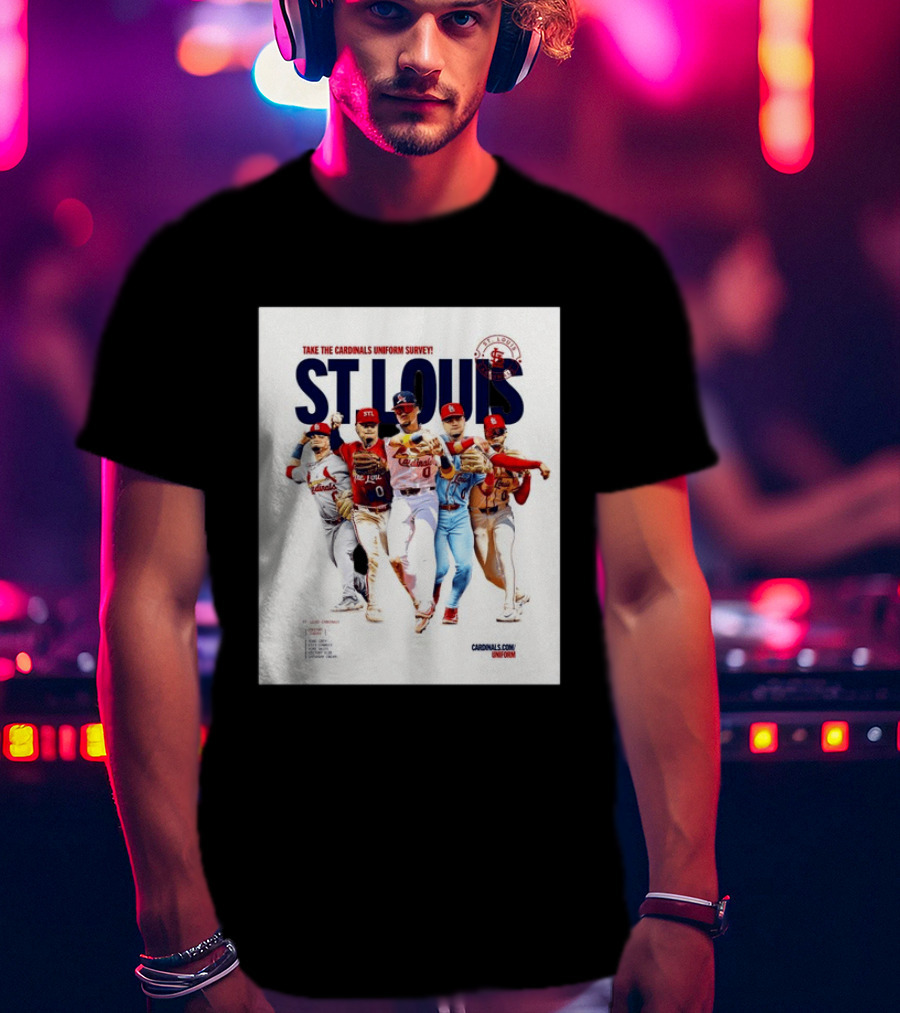 Take The Cardinals Uniform Survey St Louis Historic Baseball Players T-Shirt