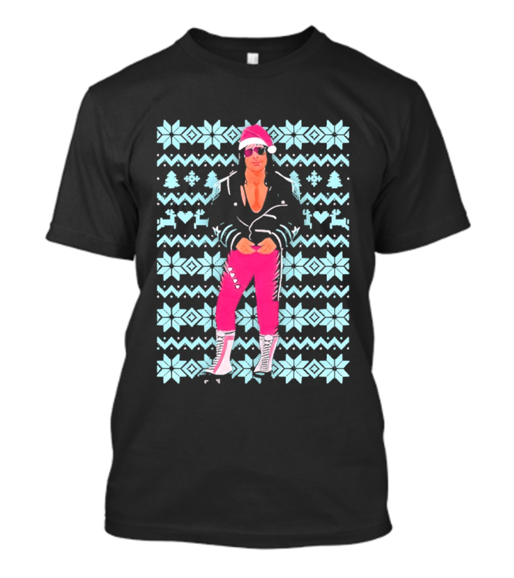 Bret Hart Ugly Christmas Jumper Retro Festive Pink Santa Outfit T-Shirt