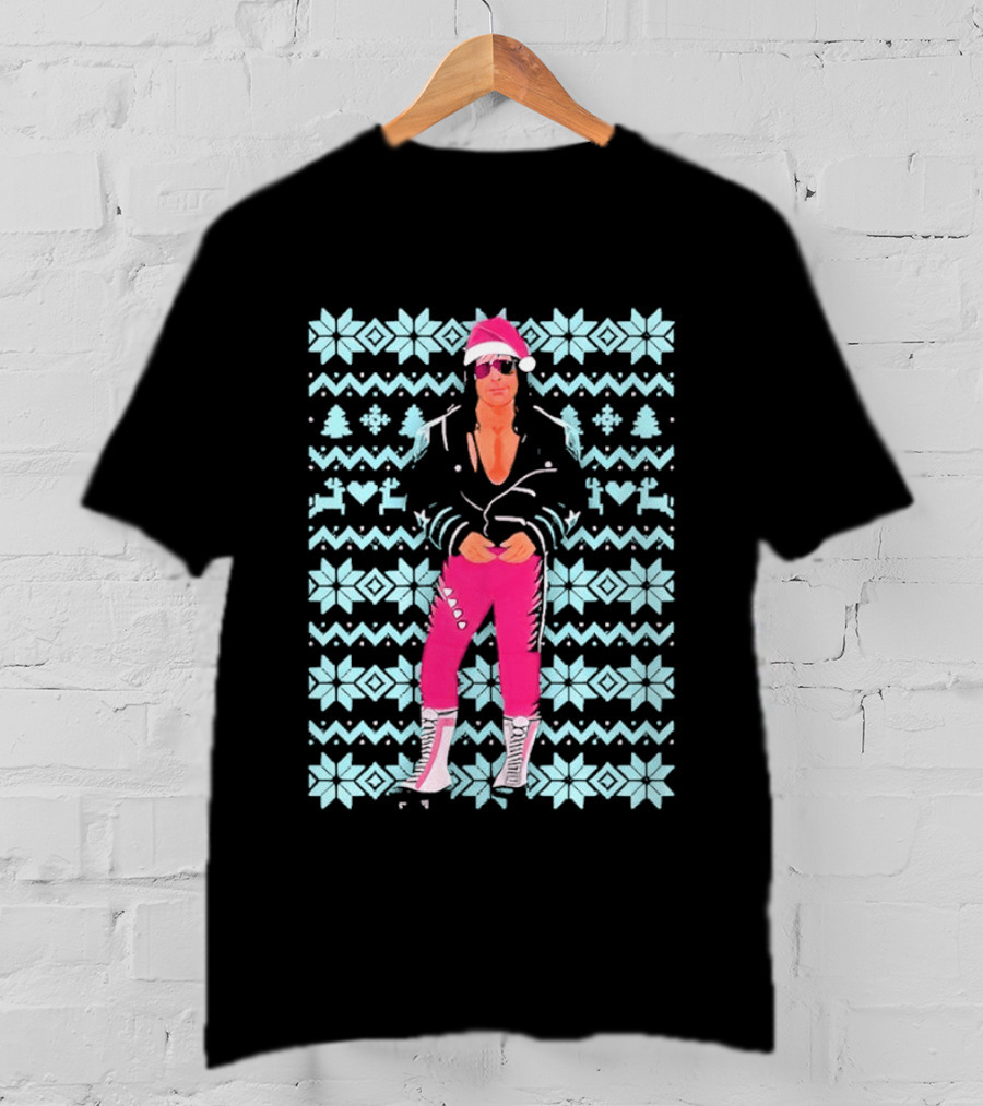 Bret Hart Ugly Christmas Jumper Retro Festive Pink Santa Outfit T-Shirt