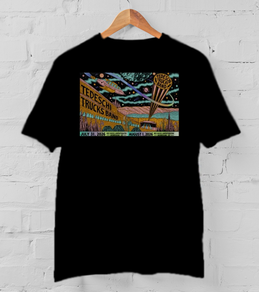 Tedeschi Trucks Band Concert July 31 August 1 2026 Red Rocks Amphitheatre Morrison CO Retro Sci Fi Space T-Shirt