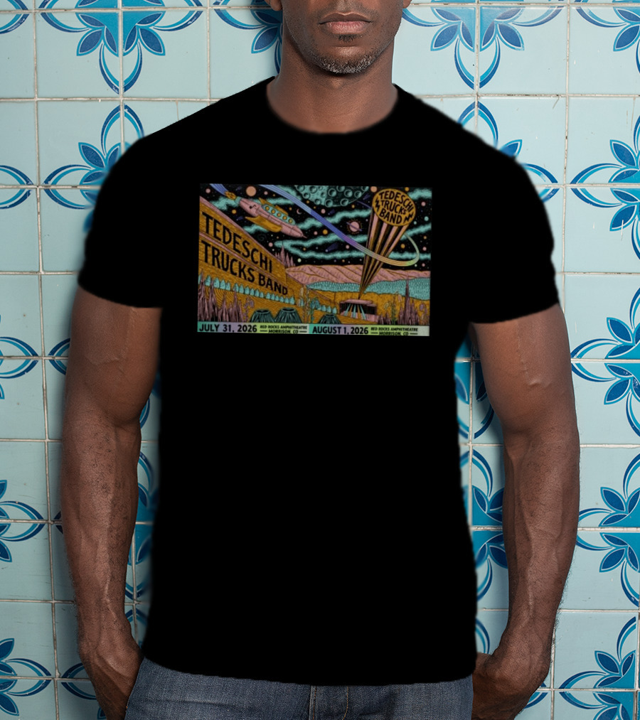 Tedeschi Trucks Band Concert July 31 August 1 2026 Red Rocks Amphitheatre Morrison CO Retro Sci Fi Space T-Shirt