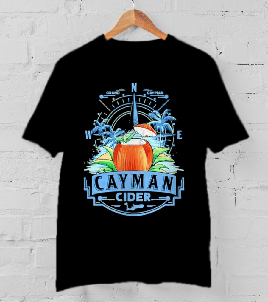 Cayman Cider Tropical Compass Palm Trees Beverage T-Shirt
