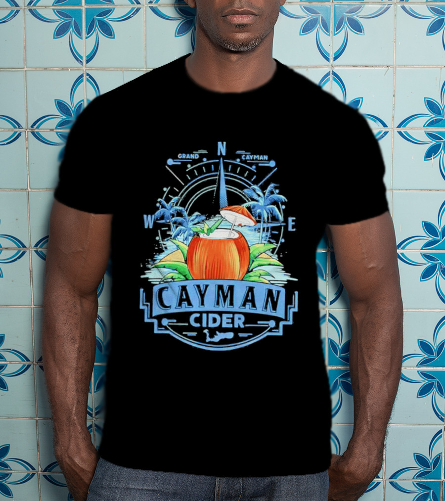 Cayman Cider Tropical Compass Palm Trees Beverage T-Shirt