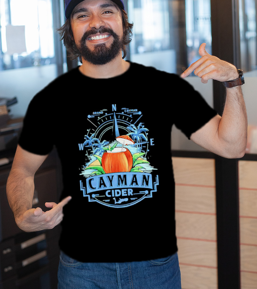 Cayman Cider Tropical Compass Palm Trees Beverage T-Shirt