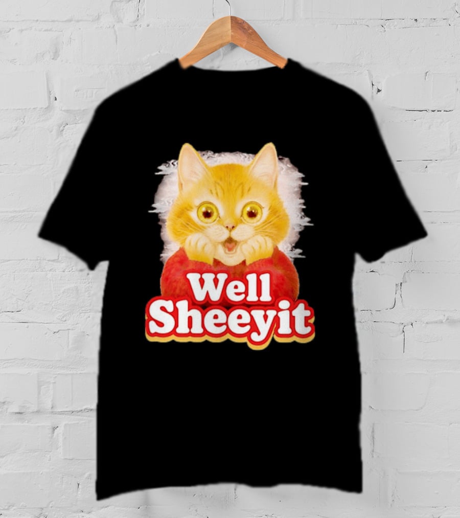 Well Sheeyit Surprised Orange Cat Humor T-Shirt