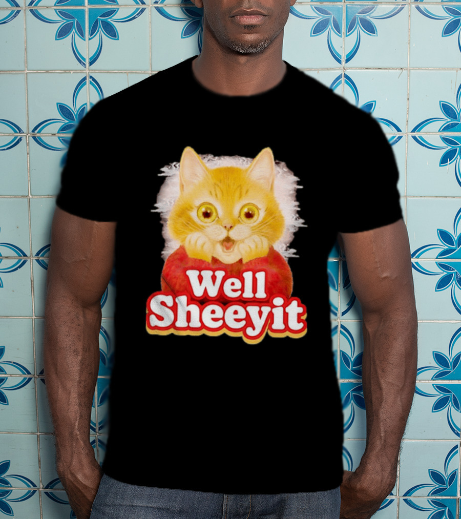 Well Sheeyit Surprised Orange Cat Humor T-Shirt