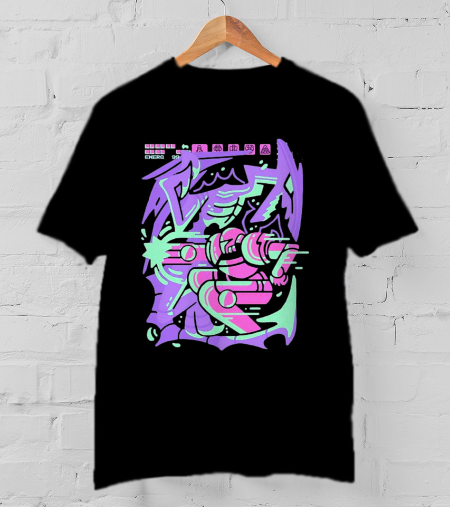 Metroid Space Pirate Skirmish Neon Glitch T-Shirt