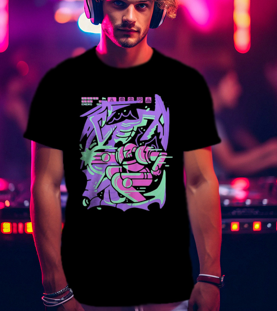 Metroid Space Pirate Skirmish Neon Glitch T-Shirt