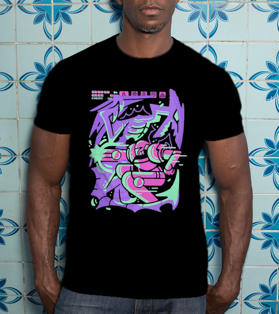 Metroid Space Pirate Skirmish Neon Glitch T-Shirt