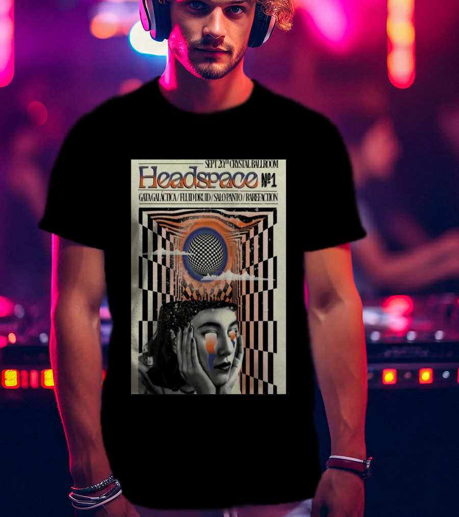 SEPT 20 2025 Crystal Ballroom Headspace No.1 Gata Galactica Fluid Druid Salo Panto Rarefraction T-Shirt