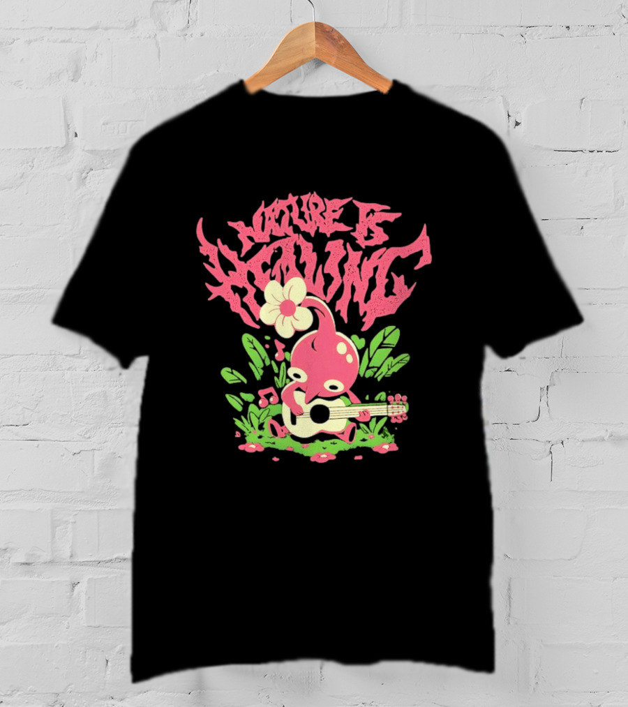 Nature Is Healing Pikmin Playing Guitar T-Shirt