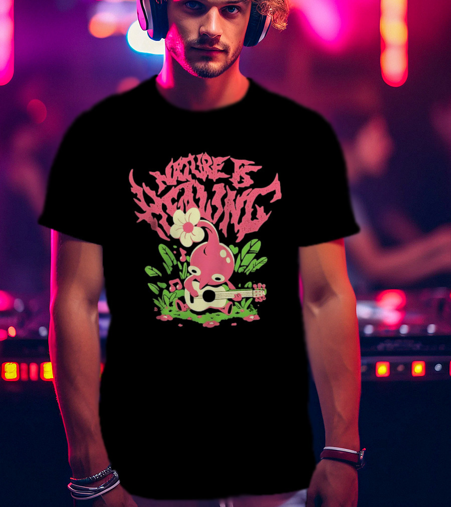 Nature Is Healing Pikmin Playing Guitar T-Shirt