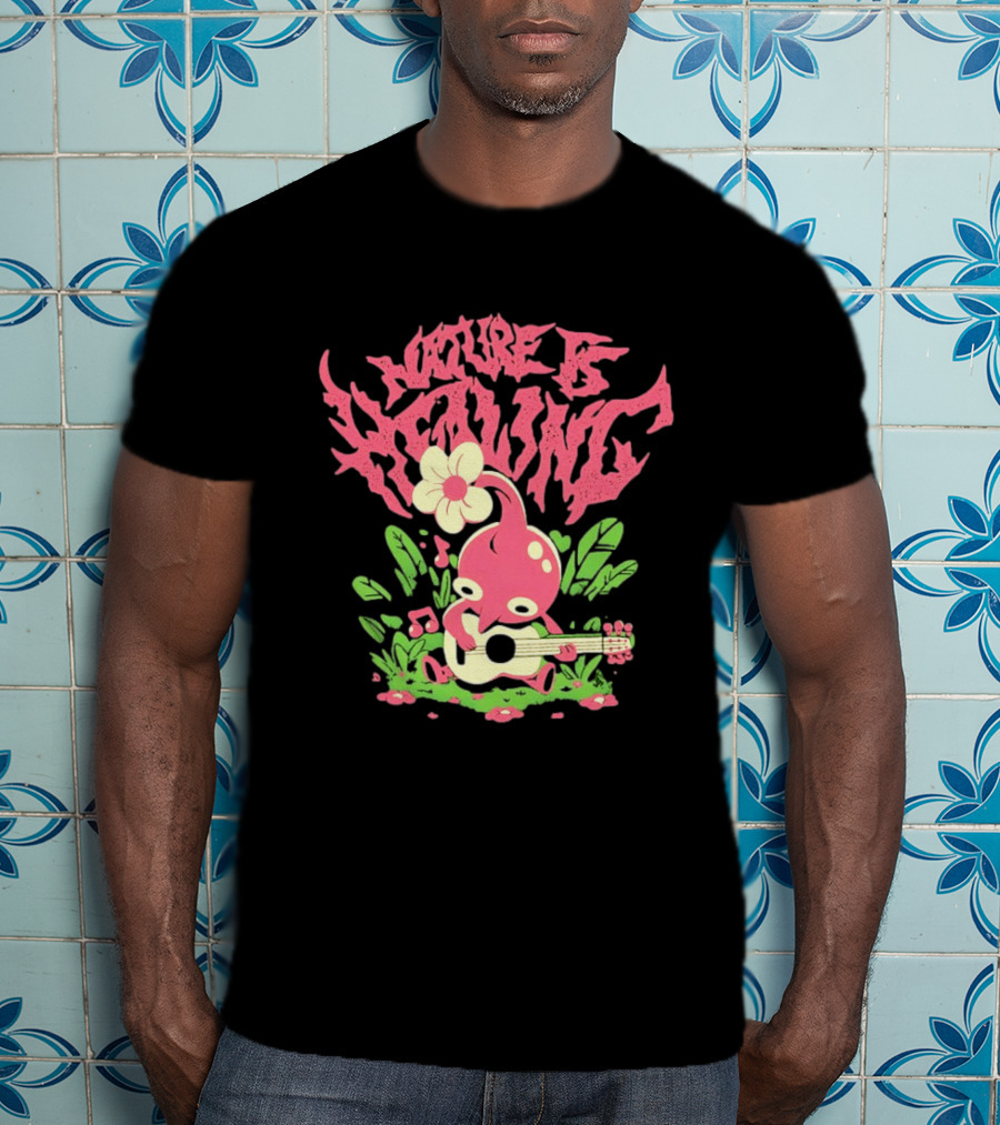 Nature Is Healing Pikmin Playing Guitar T-Shirt
