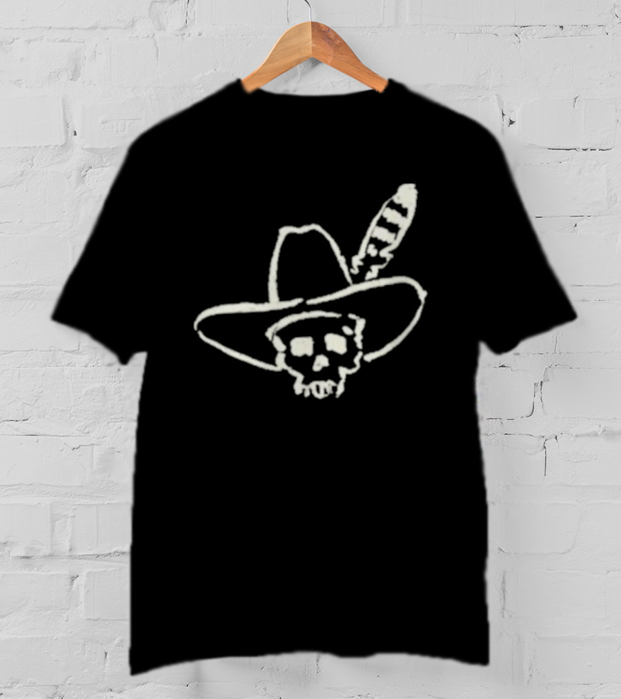 Ryan Bingham Western Skull Hat Feather Drawing T-Shirt