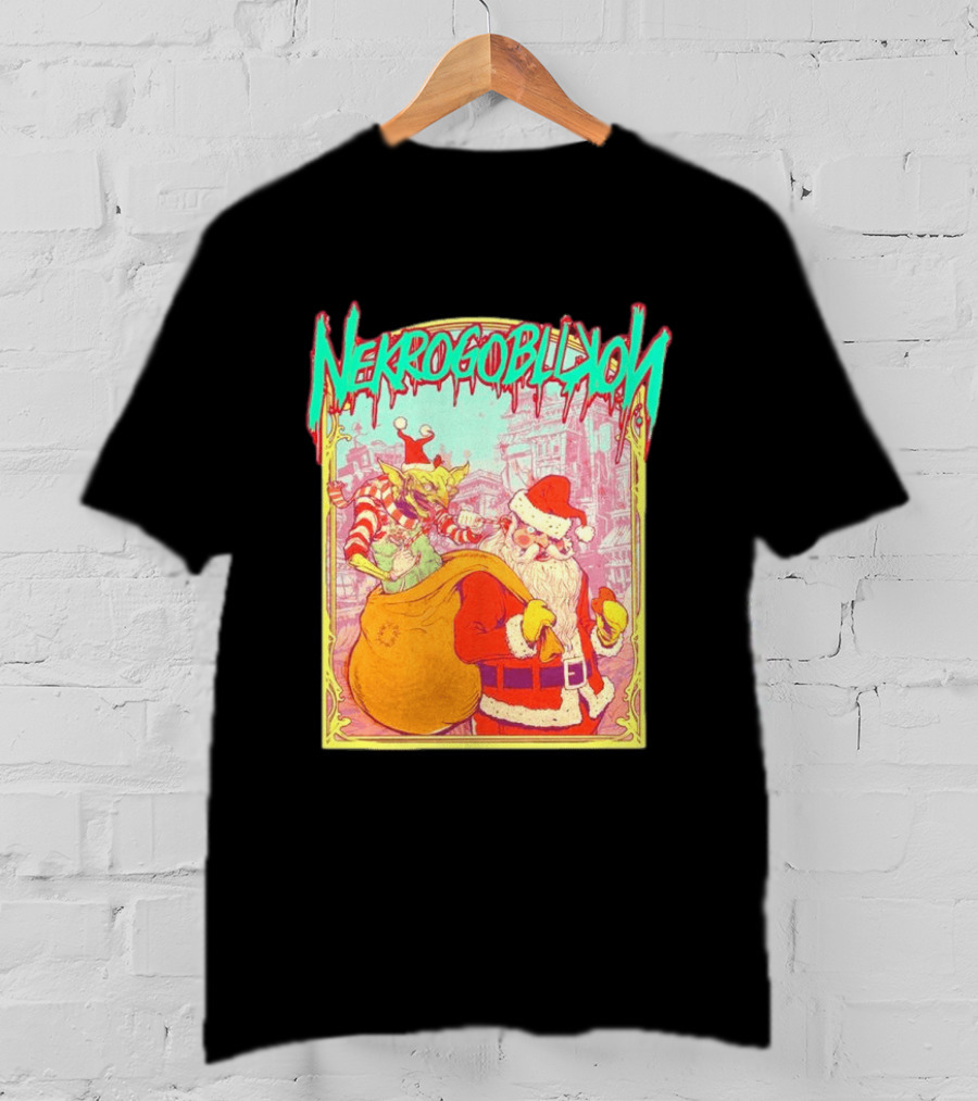 Santa Claus Nekrogoblikon Christmas Goblin Scene T-Shirt