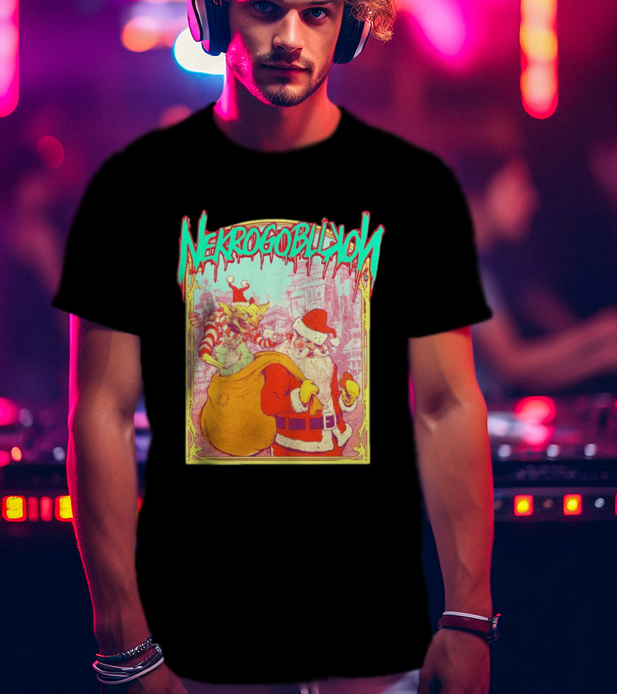 Santa Claus Nekrogoblikon Christmas Goblin Scene T-Shirt