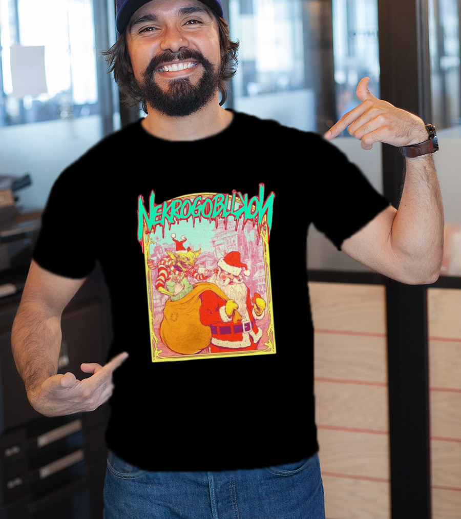 Santa Claus Nekrogoblikon Christmas Goblin Scene T-Shirt