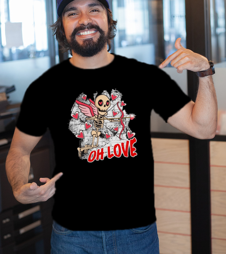 Skeleton Cupid Oh Love Hearts Valentine T-Shirt