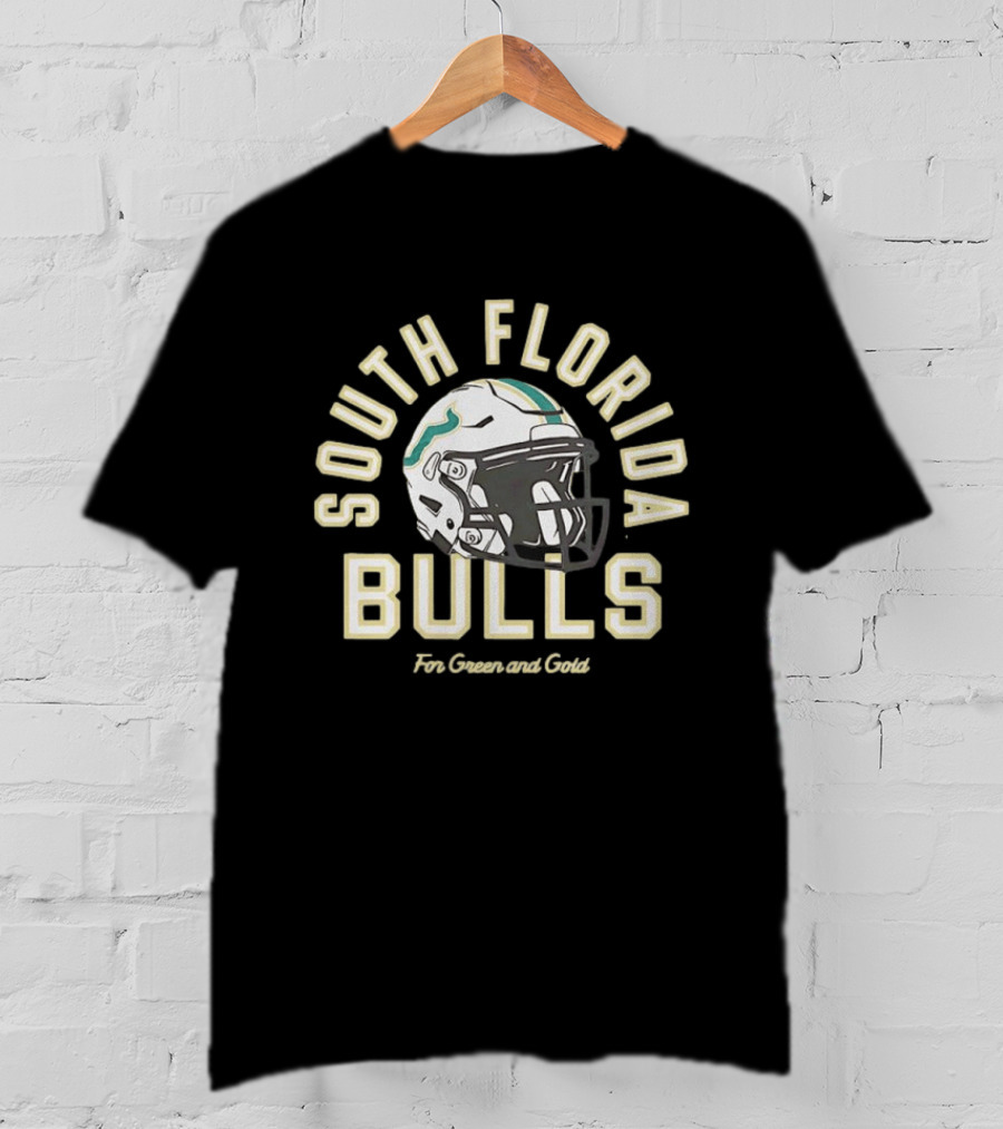 South Florida Bulls Football Helmet For Green And Gold Fans T-Shirt