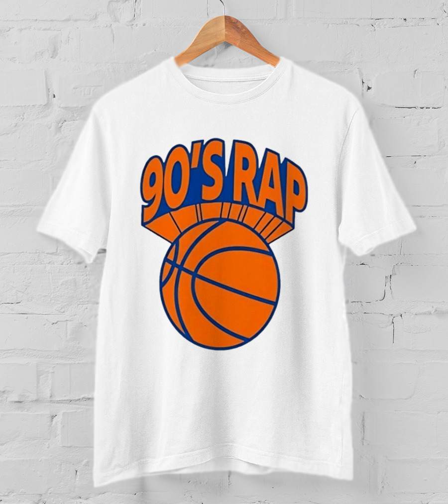 90's Rap Basketball Bold Orange Blue T-Shirt