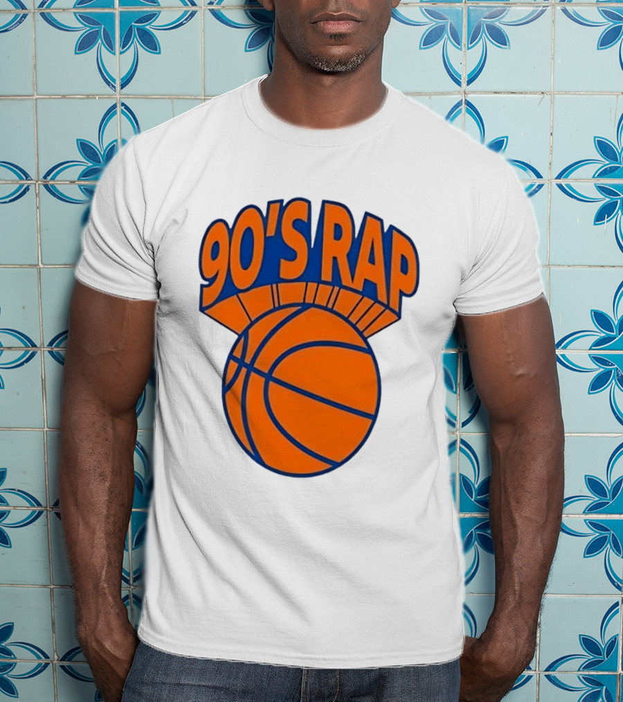 90's Rap Basketball Bold Orange Blue T-Shirt