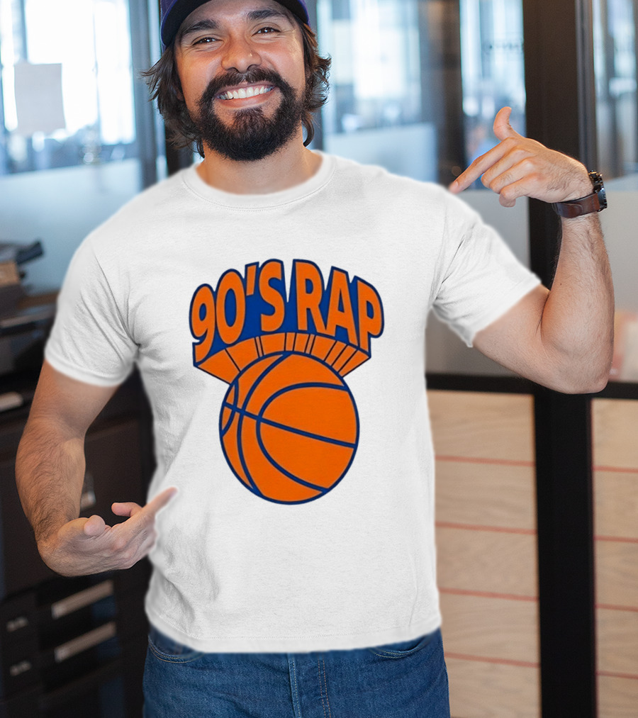 90's Rap Basketball Bold Orange Blue T-Shirt
