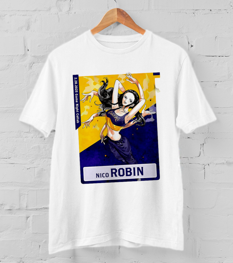 2025 Game Night Collab One Piece X Los Angeles Lakers Nico Robin T-Shirt
