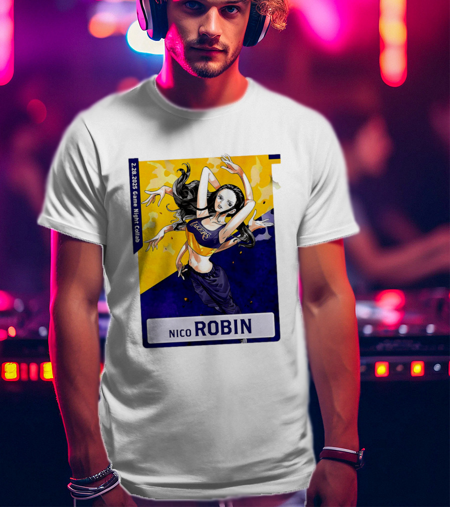 2025 Game Night Collab One Piece X Los Angeles Lakers Nico Robin T-Shirt