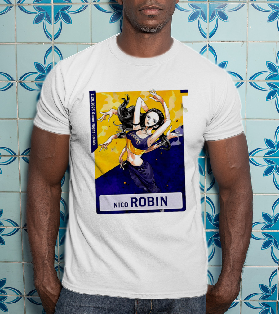 2025 Game Night Collab One Piece X Los Angeles Lakers Nico Robin T-Shirt
