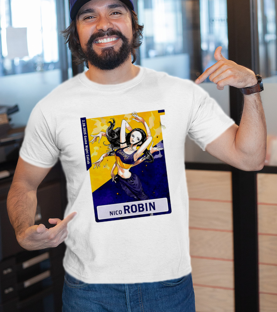 2025 Game Night Collab One Piece X Los Angeles Lakers Nico Robin T-Shirt
