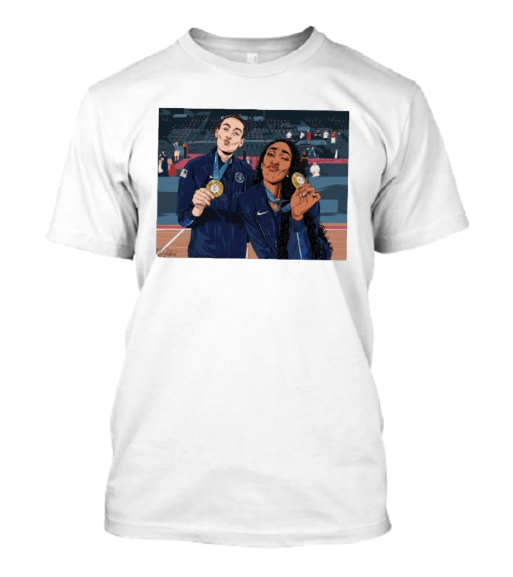 A'Ja Wilson Breanna Stewart Gold Medal Celebration WNBA T-Shirt