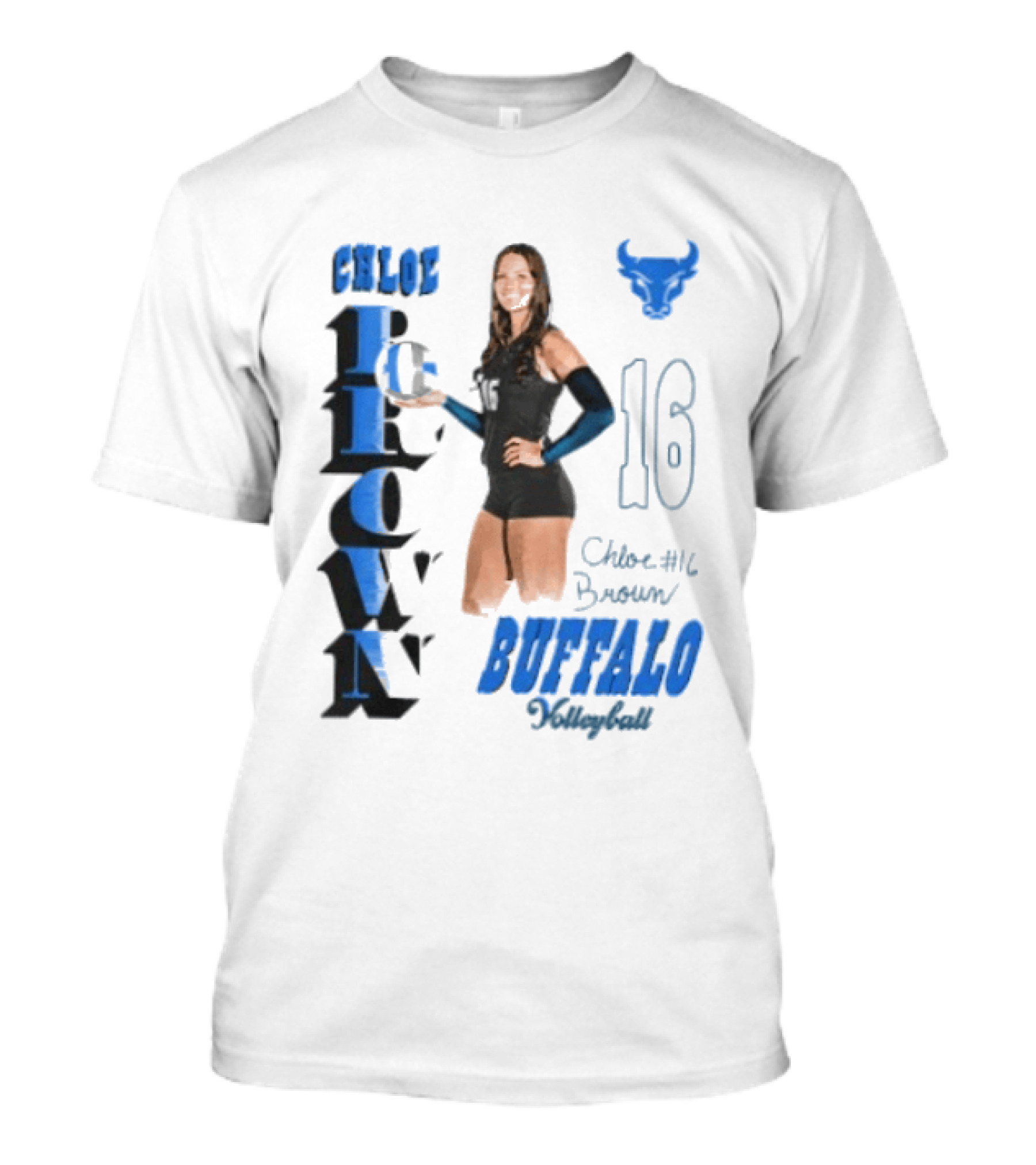 Chloe Brown Buffalo Volleyball Player Number 16 T-Shirt