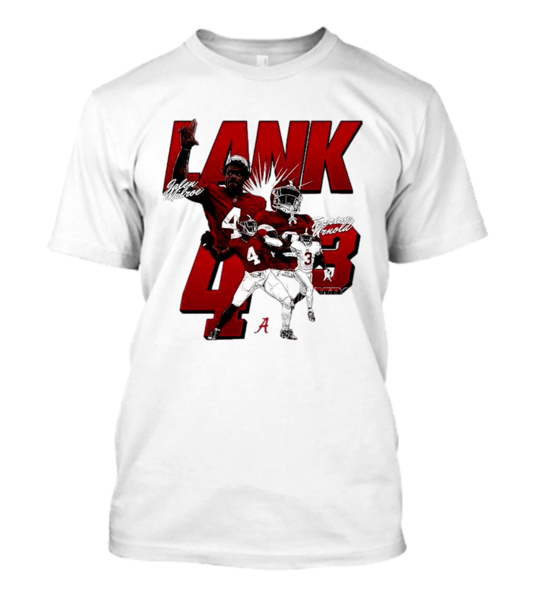 Alabama Crimson Tide Jalen Milroe Terrion Arnold Lank 4th 3 Football Caricature T-Shirt