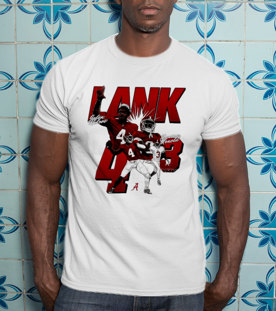 Alabama Crimson Tide Jalen Milroe Terrion Arnold Lank 4th 3 Football Caricature T-Shirt