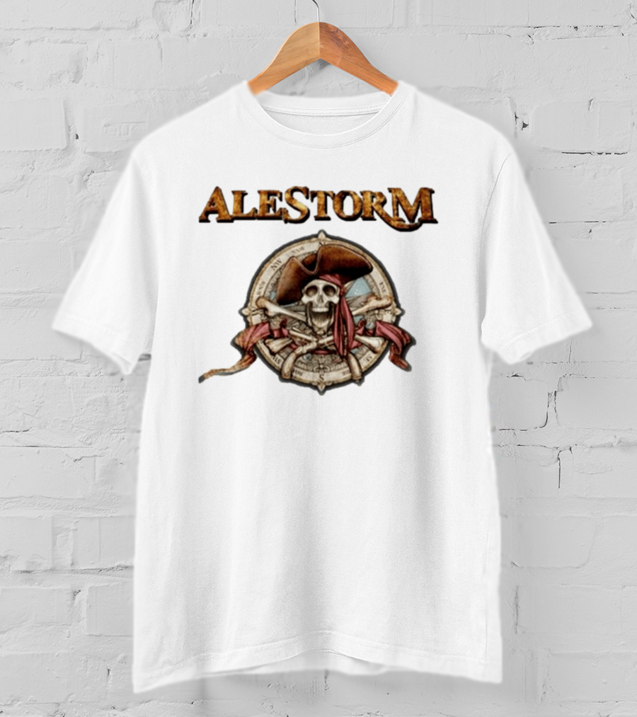 ALESTORM Pirate Skeleton Nautical Compass Skulls Crossbones T-Shirt
