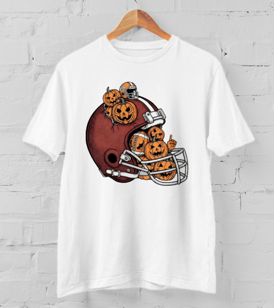 Cleveland Browns Halloween Pumpkin Football Helmet T-Shirt