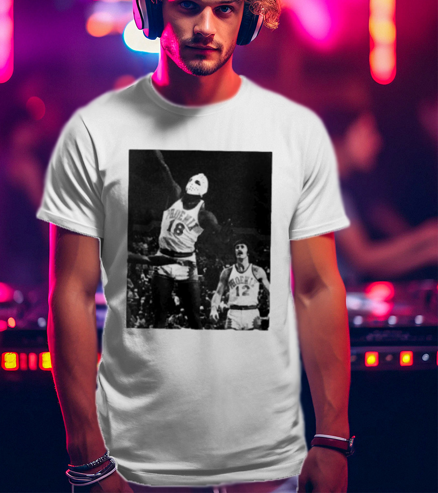 Curtis Perry Wearing Hockey Mask During Phoenix Suns NBA Game T-Shirt
