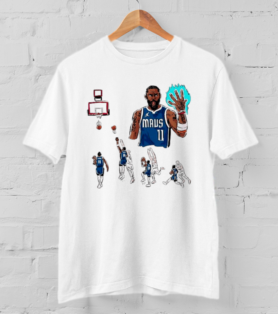 Dallas Mavericks Kyrie Irving Left Hand Hook Shot Game Winner Basketball Play Sequence T-Shirt