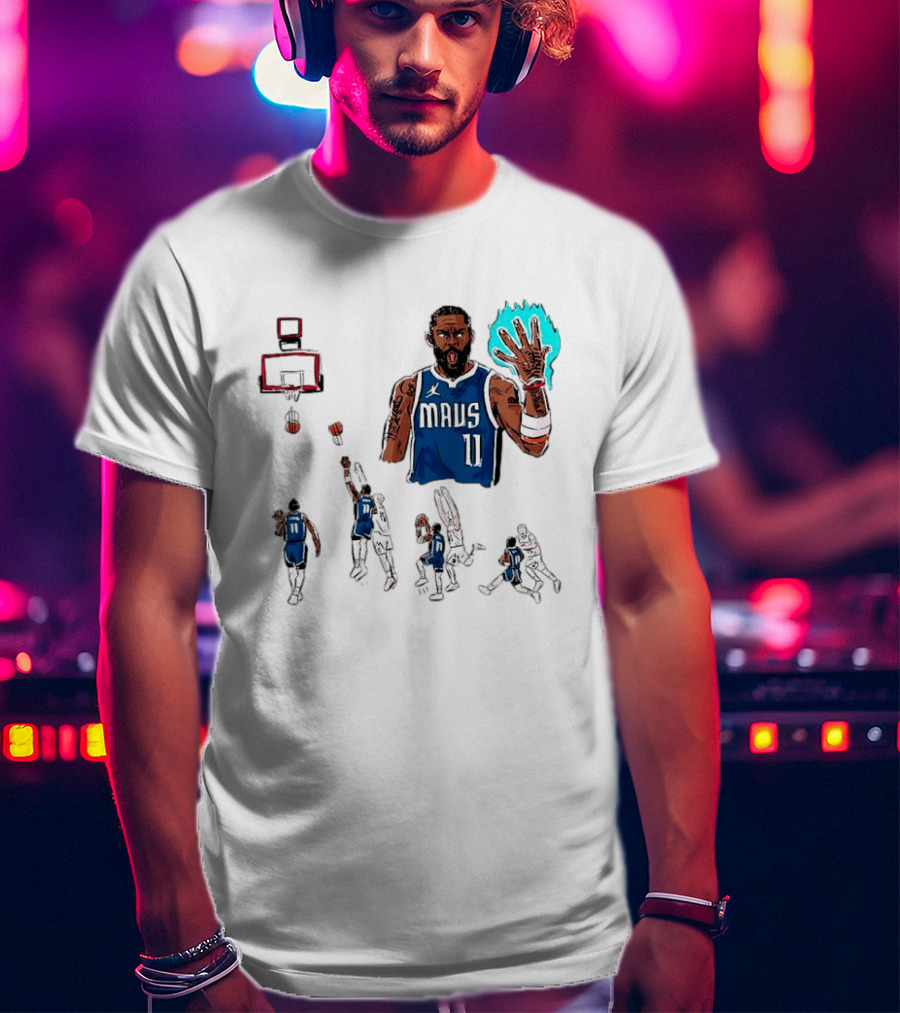 Dallas Mavericks Kyrie Irving Left Hand Hook Shot Game Winner Basketball Play Sequence T-Shirt