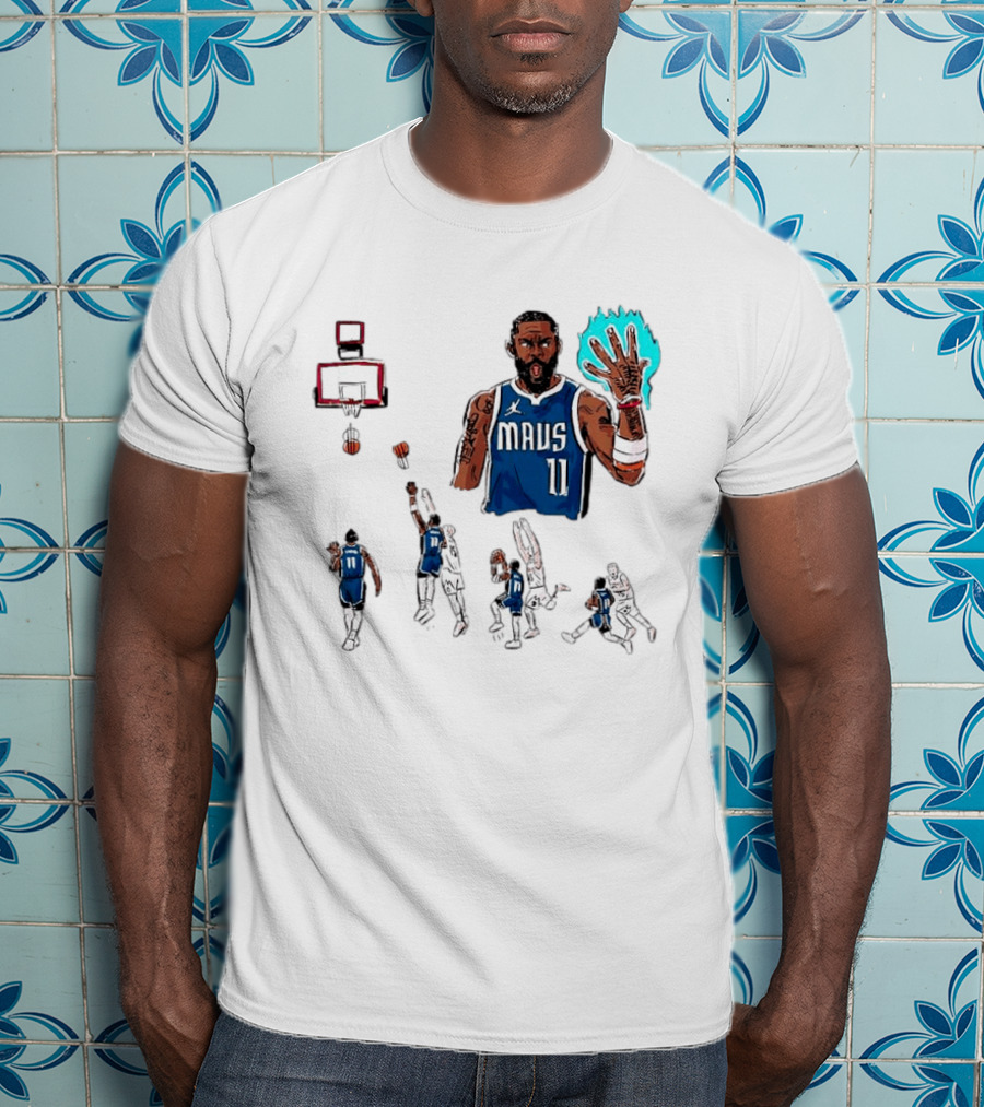 Dallas Mavericks Kyrie Irving Left Hand Hook Shot Game Winner Basketball Play Sequence T-Shirt