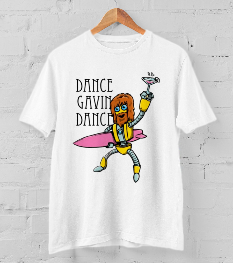 Dance Gavin Dance Surfing Robot With Pink Surfboard And Cocktail T-Shirt