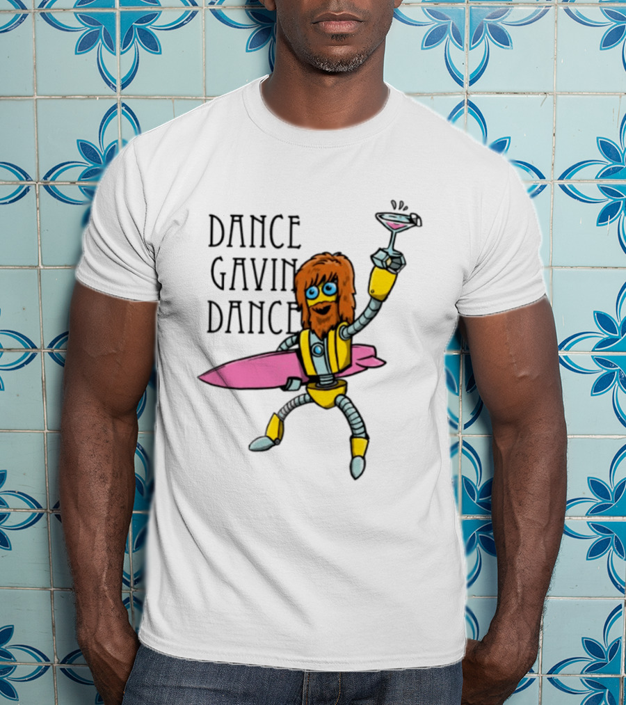 Dance Gavin Dance Surfing Robot With Pink Surfboard And Cocktail T-Shirt