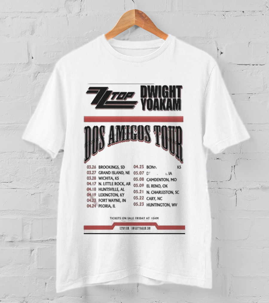 ZZ Top Dwight Yoakam Dos Amigos Tour 2026 Dates And Locations T-Shirt
