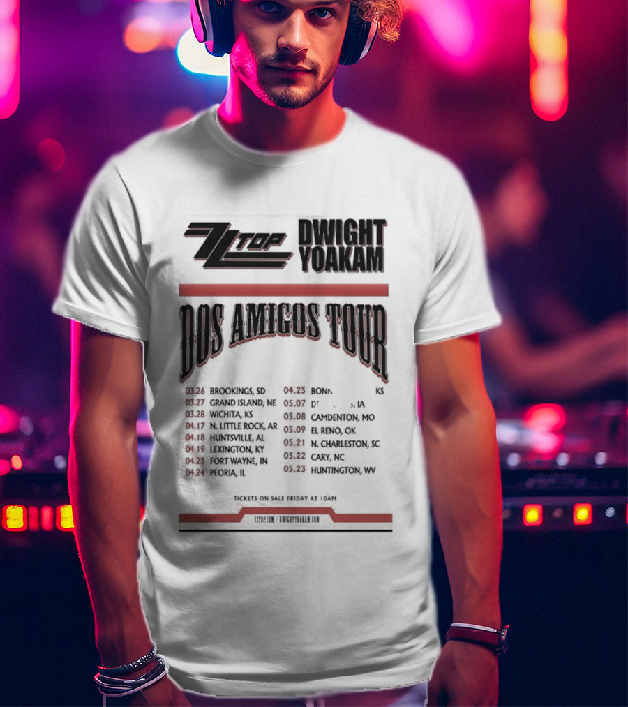 ZZ Top Dwight Yoakam Dos Amigos Tour 2026 Dates And Locations T-Shirt
