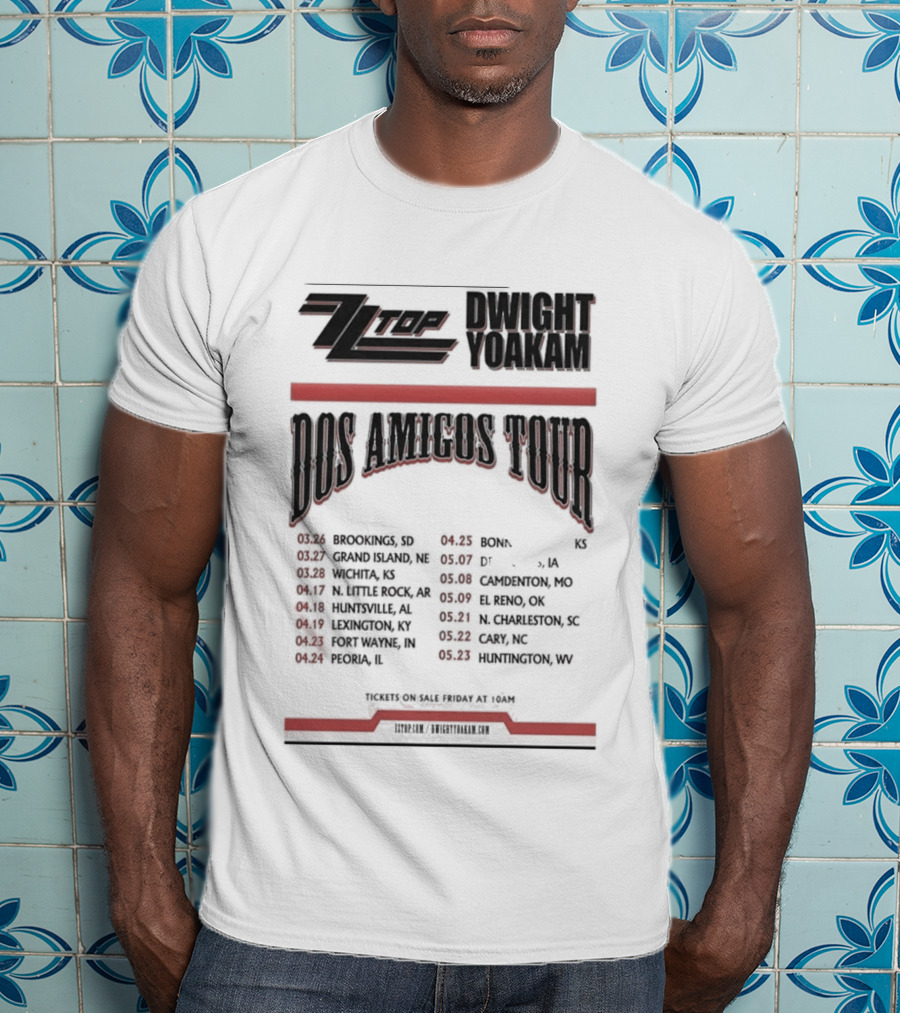 ZZ Top Dwight Yoakam Dos Amigos Tour 2026 Dates And Locations T-Shirt