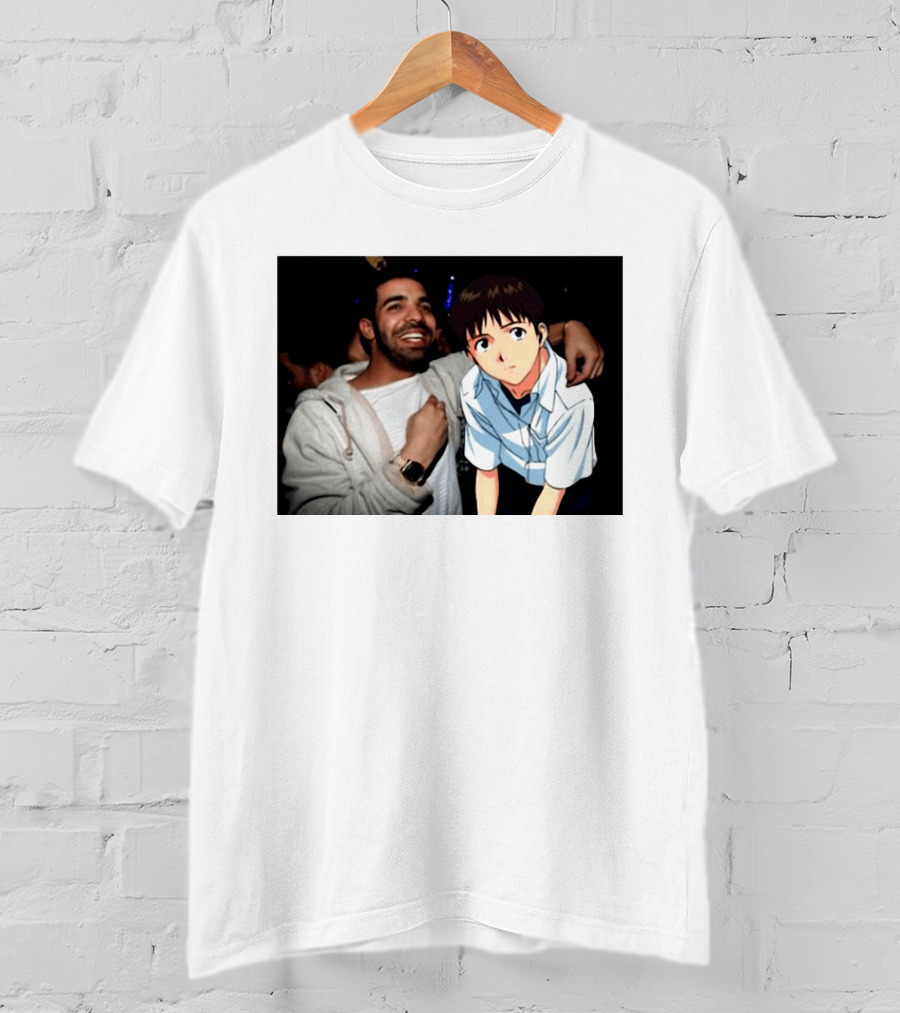 Drake With Shinji Ikari From Evangelion Anime T-Shirt