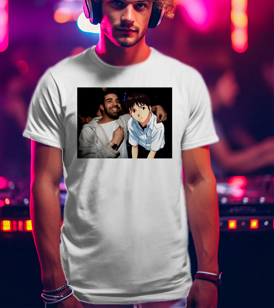 Drake With Shinji Ikari From Evangelion Anime T-Shirt