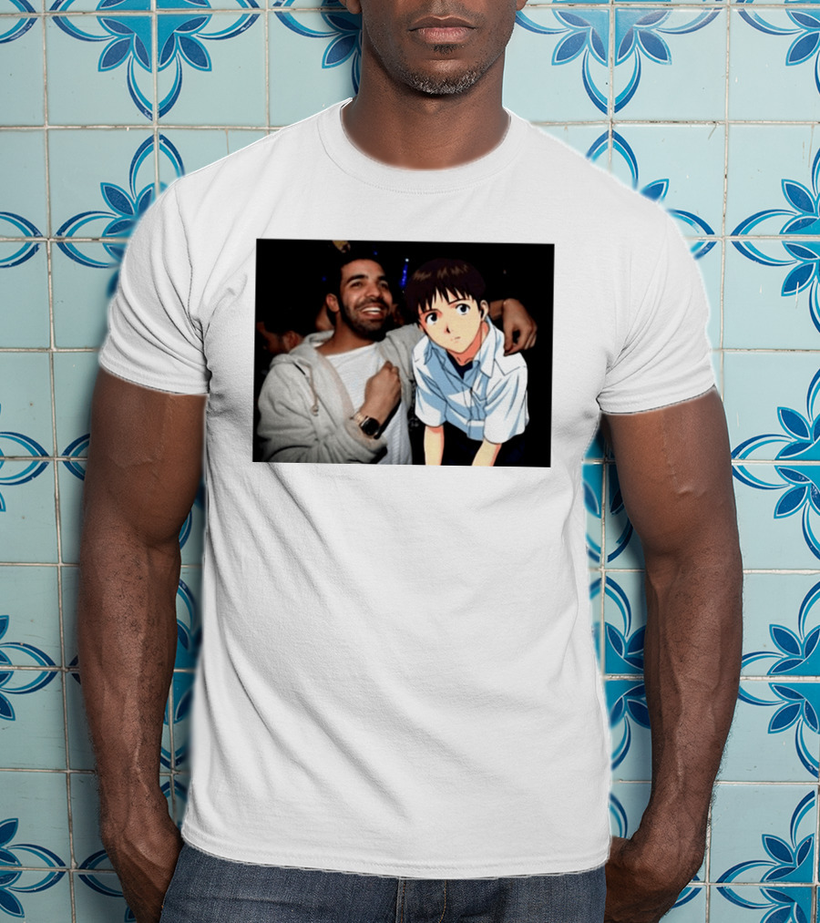 Drake With Shinji Ikari From Evangelion Anime T-Shirt